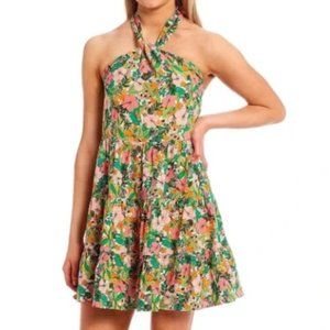 Copper Key Floral Print Halter Dress & matching child set (Mother Daughter set)